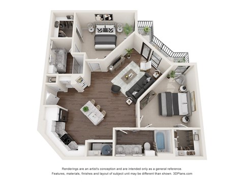 a 1 bedroom floorplan is shown in this illustration